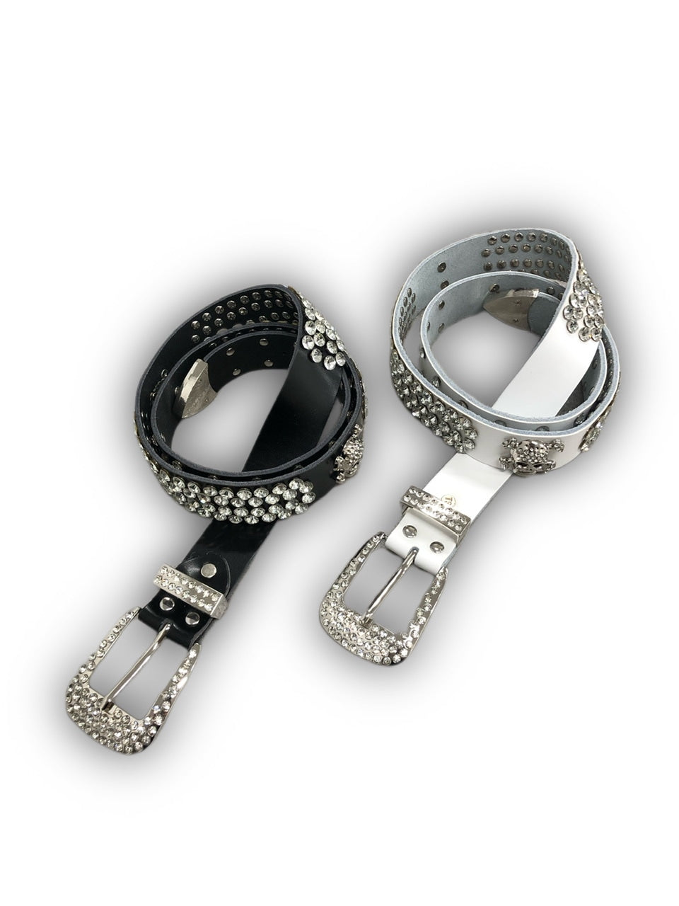 国際配送【Never mind the XU】rhinestone skull belt 2 (2color)