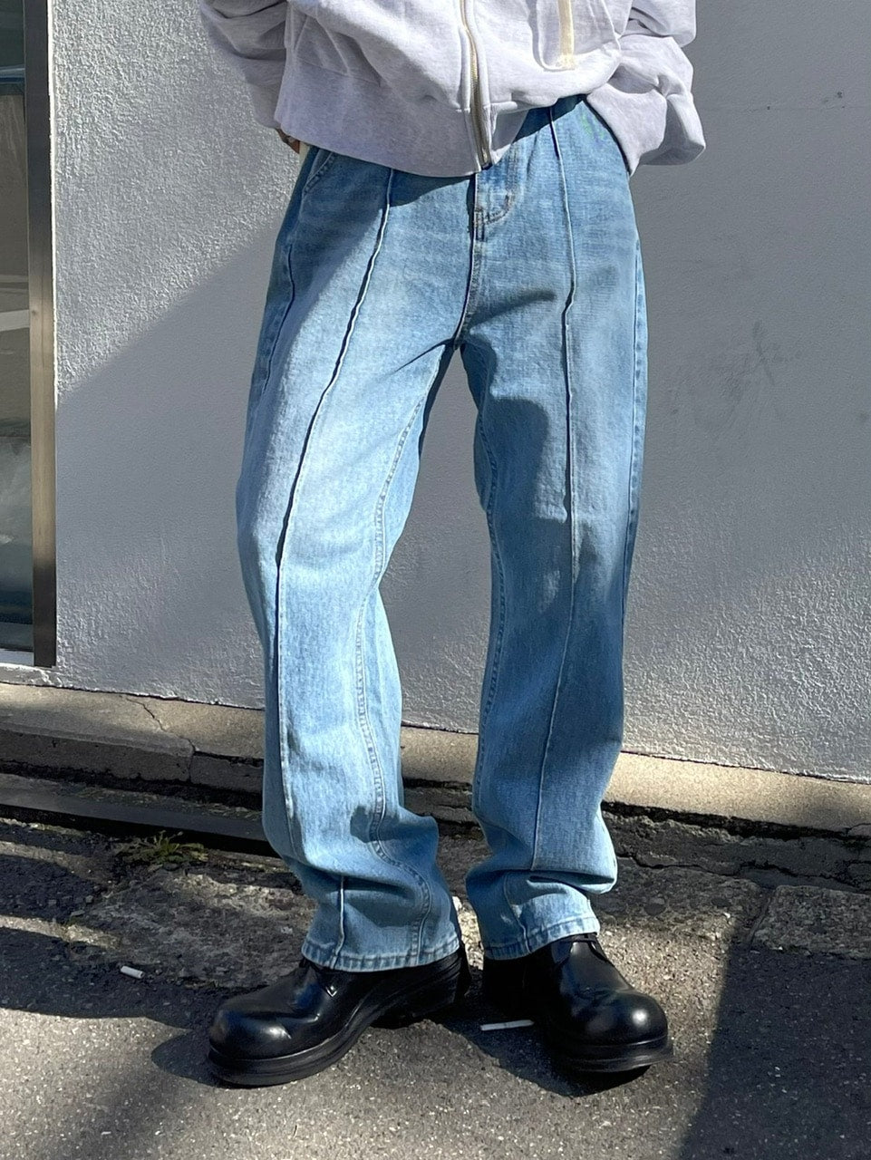 受注制【Chikashitsu +】center press denim pants 2