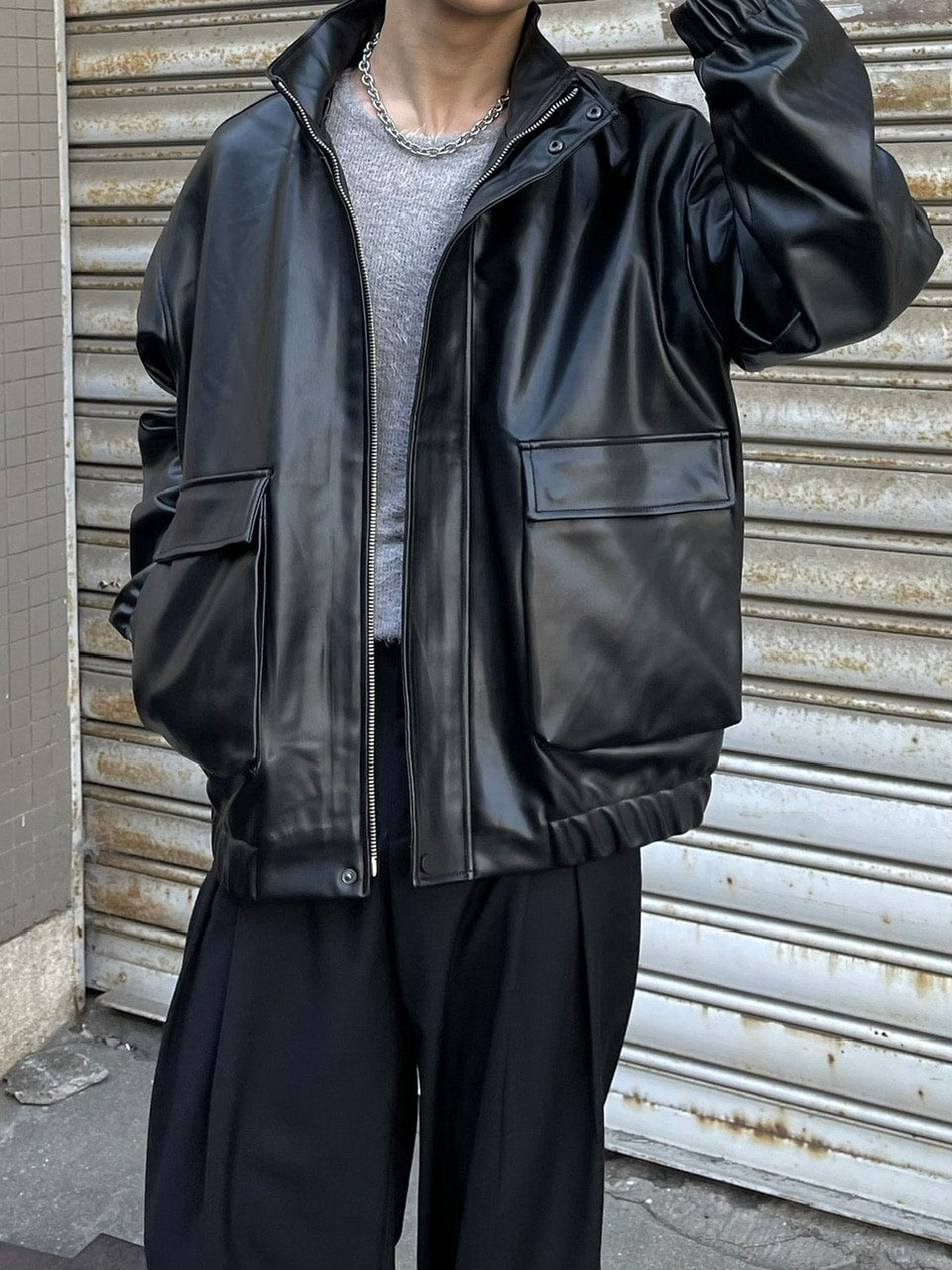 受注制【Chikashitsu +】leather bomber jacket