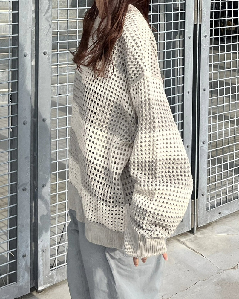 受注制【youll】mesh border knit (2color)