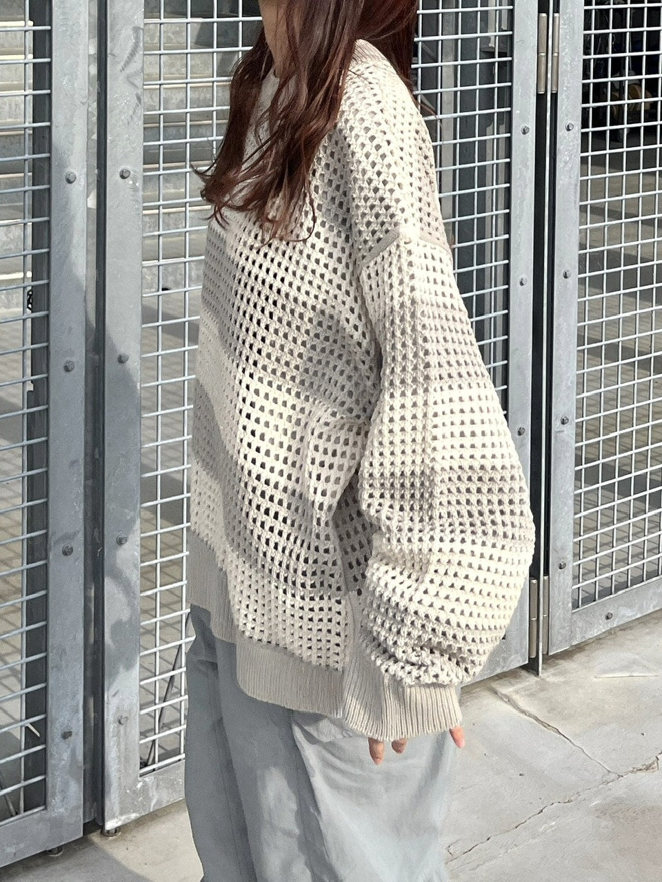受注制【youll】mesh border knit (2color)