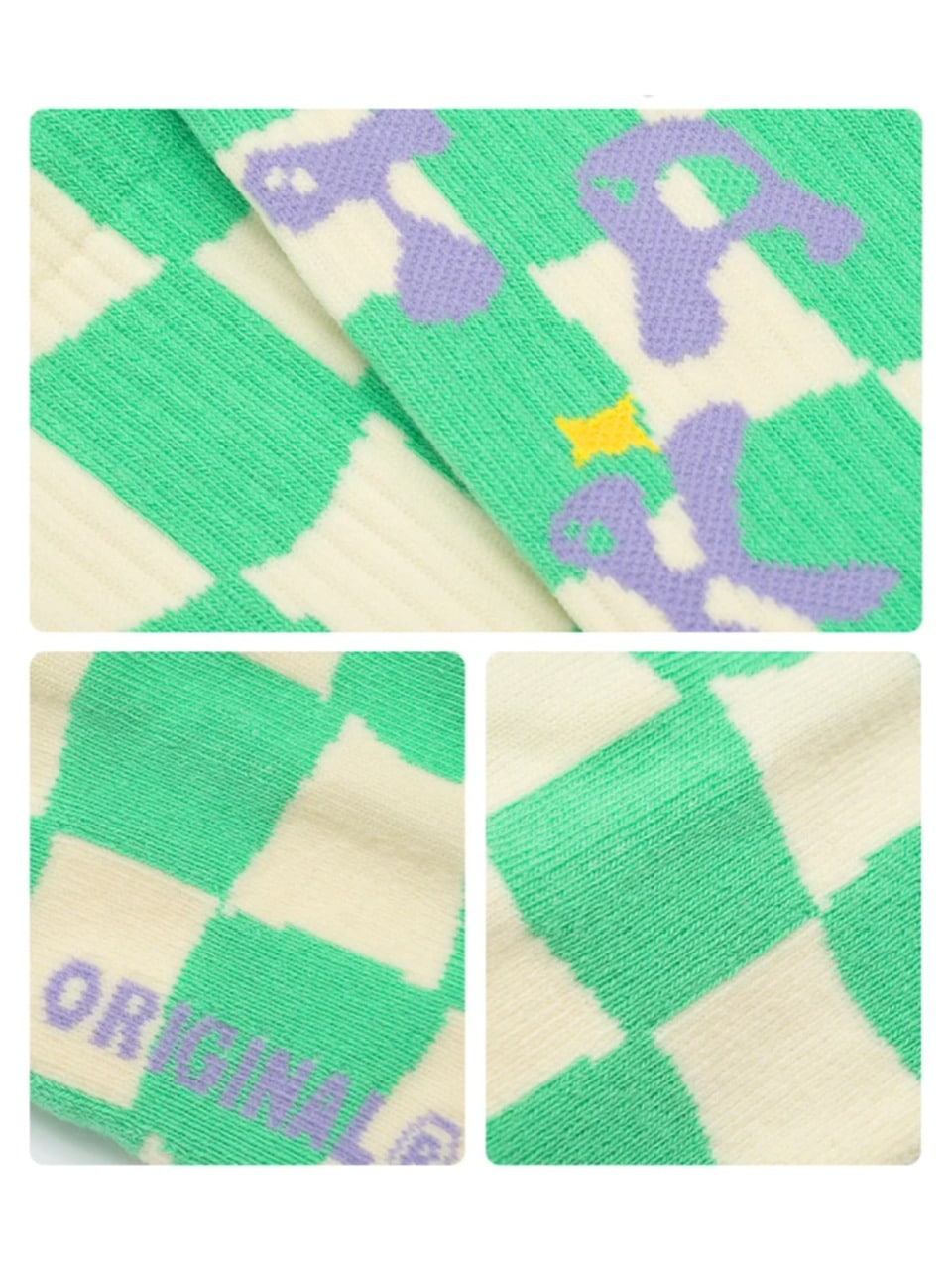 【TAKA ORIGINAL】logo checkerboard crew socks