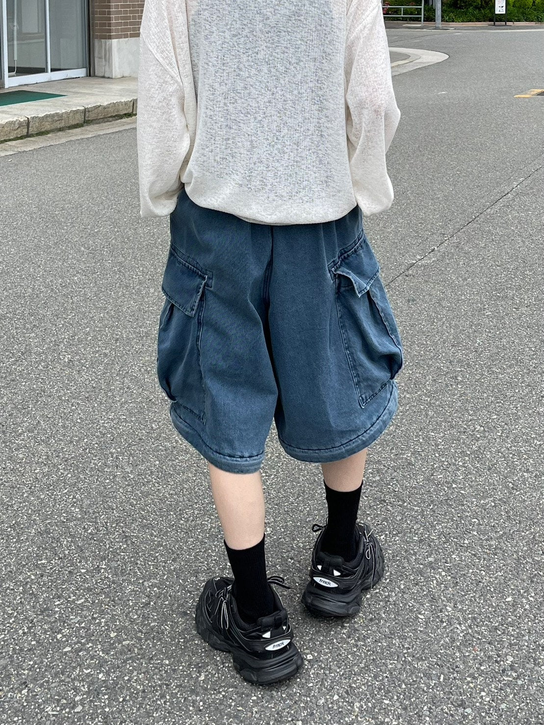 受注制【Chikashitsu +】2way heavy pocket denim cargo pants (2color)