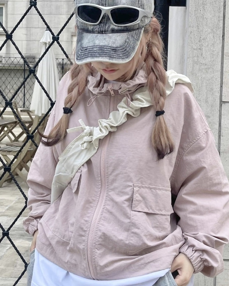 受注制【Never mind the XU】nylon zip up hoodie 2 (2color)