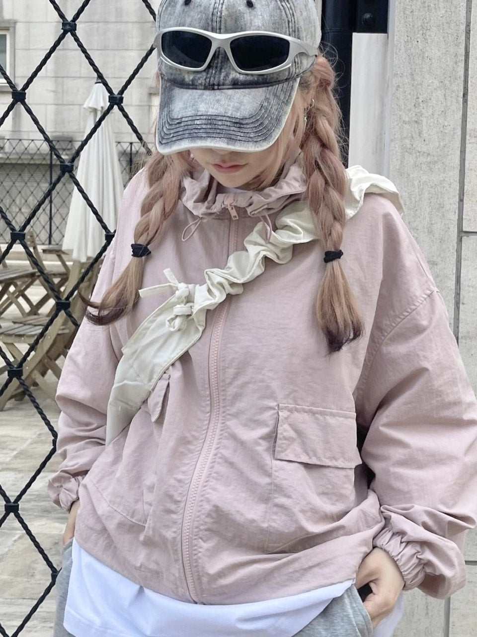 受注制【Never mind the XU】nylon zip up hoodie 2 (2color)