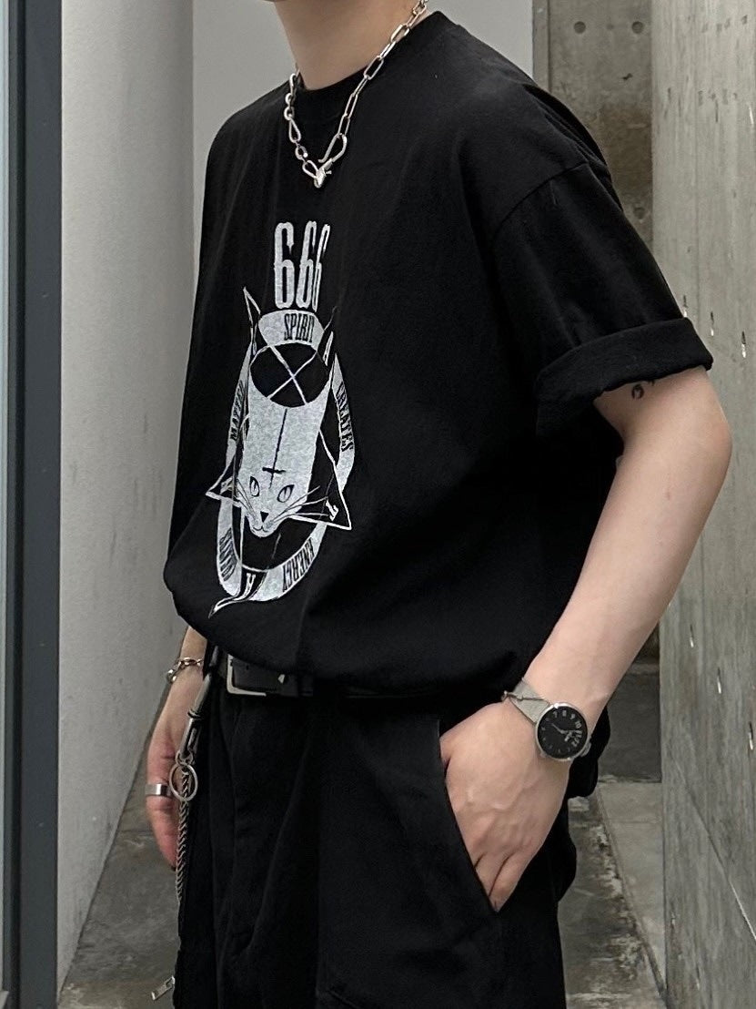 大阪店WEB限定【Chikashitsu +】oversized cats t-shirt (2color)