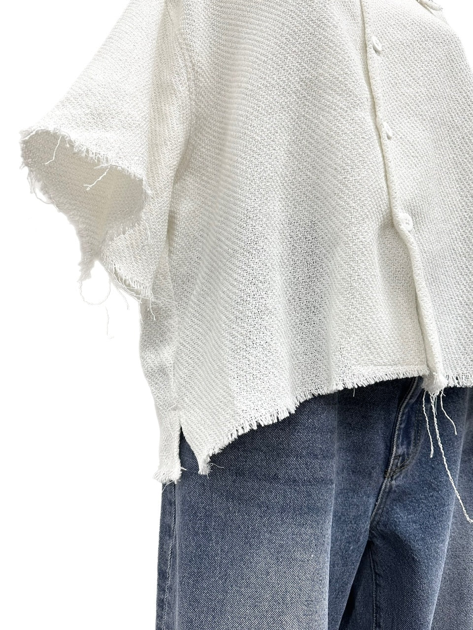 大阪店WEB限定受注制【Chikashitsu +】tweed cropped shirt (2color)