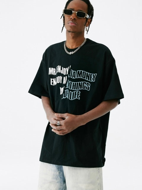 【MR. ENJOY DA MONEY】Cutting font short sleeves