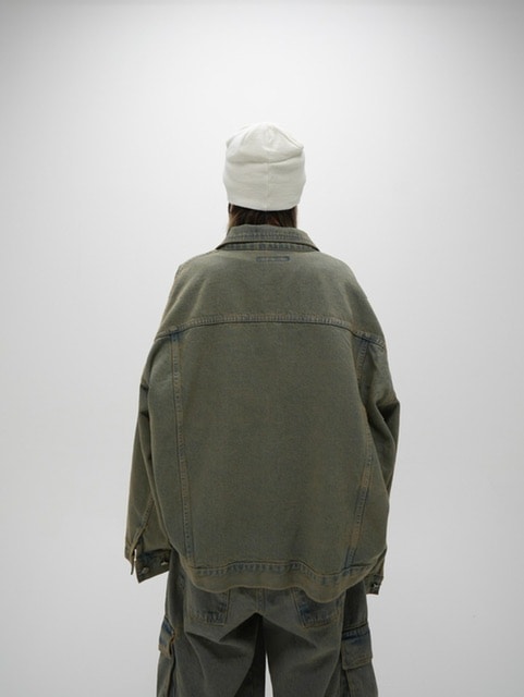 受注制【Never mind the XU】set up washed denim jacket (2color)