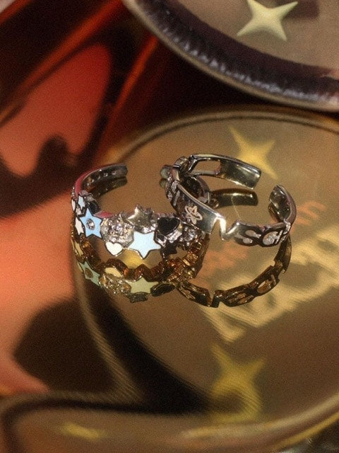 【VSCH】VSCH Sweet Star Ring Letter Male Ring