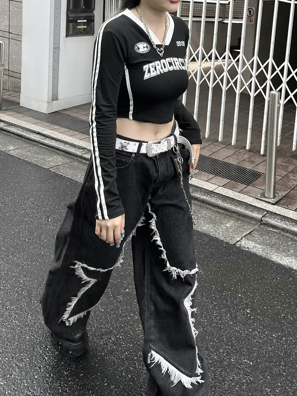 受注制【Never mind the XU】sporty track long sleeve tee