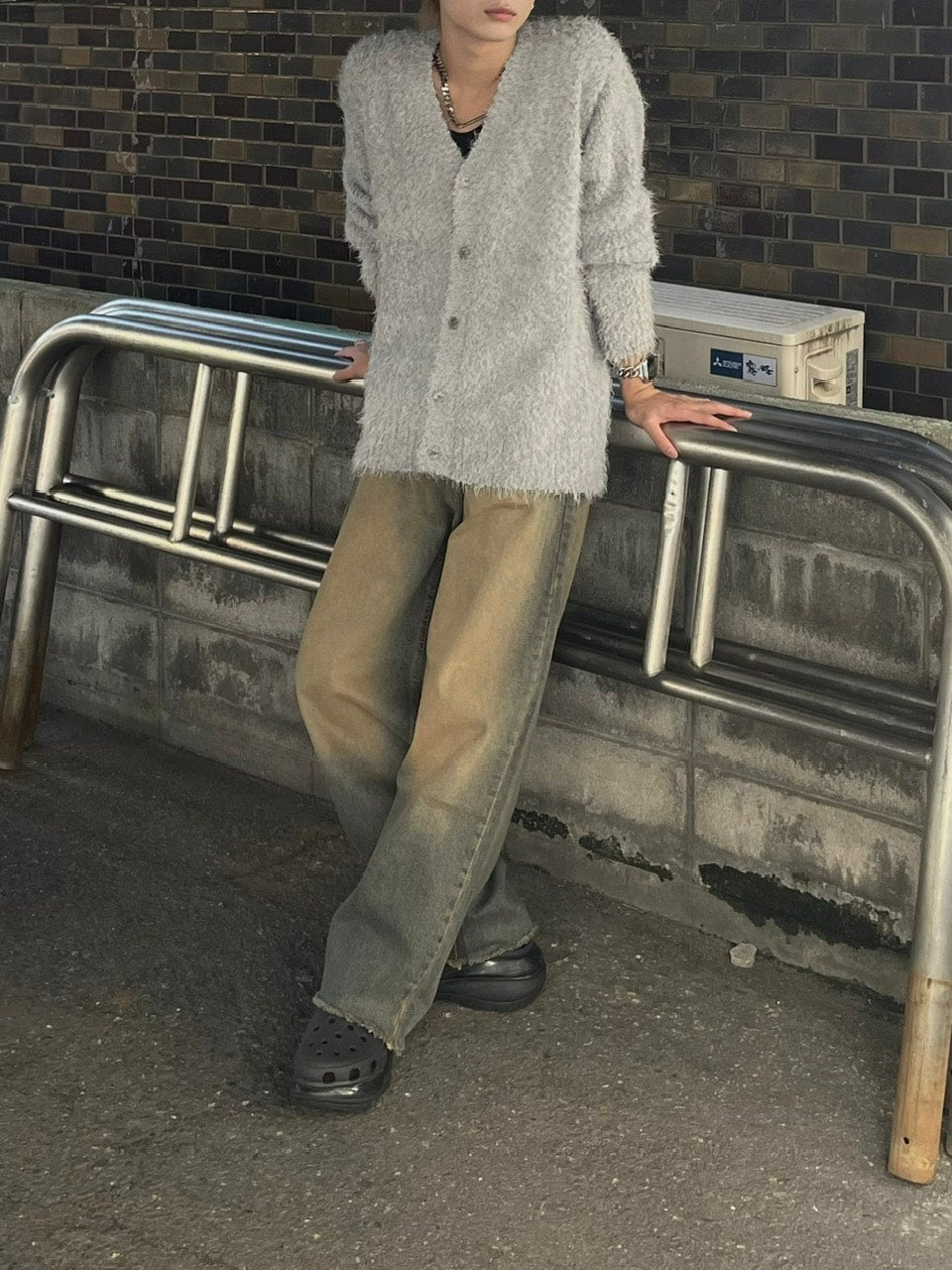 受注制【Chikashitsu +】bookle hairly cardigan (3color) / 【チカシツプラス】バックルヘアリー長袖カーディガン