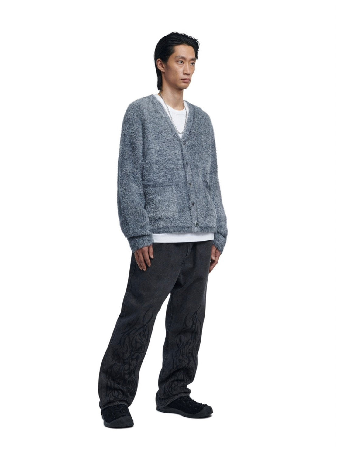 【NOMANUAL】HAIRY SOFT CARDIGAN / 【ノーマニュアル】ヘアリーソフト長袖カーディガン