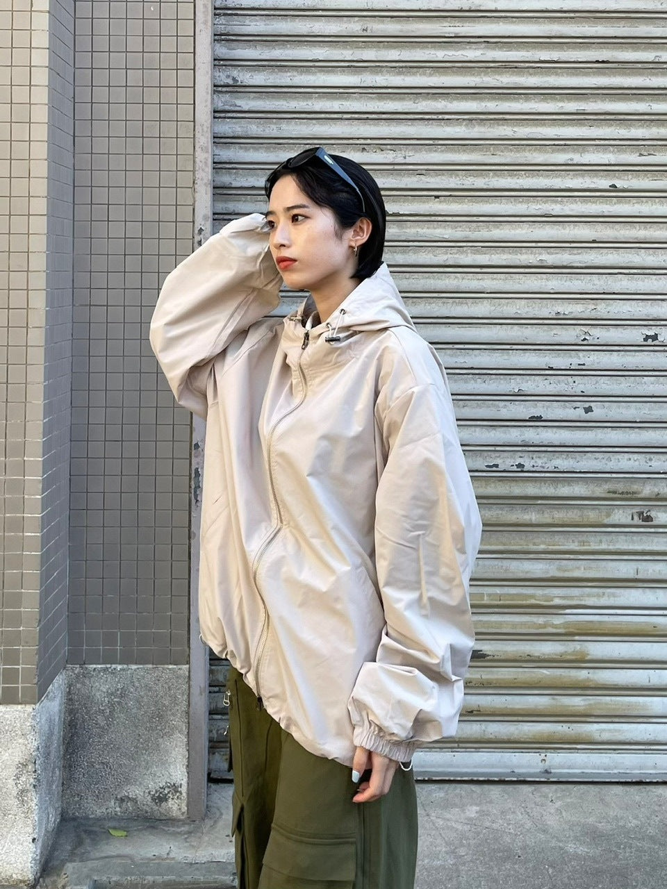 受注制【Chikashitsu +】unisex cropped hooded blouson (3color) / 【チカシツプラス】ユニセックスクロップドフード長袖ブルゾン