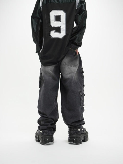 受注制【Never mind the XU】pocket cargo denim pants (2color