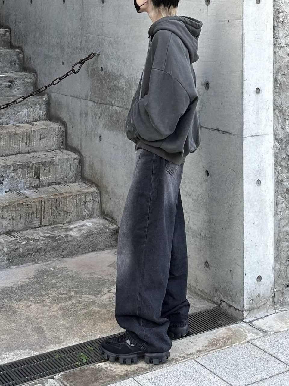 大阪店WEB限定受注制【Chikashitsu +】damage zip up hoodie (3color) / 【チカシツプラス】ダメージ長袖ジップアップパーカー