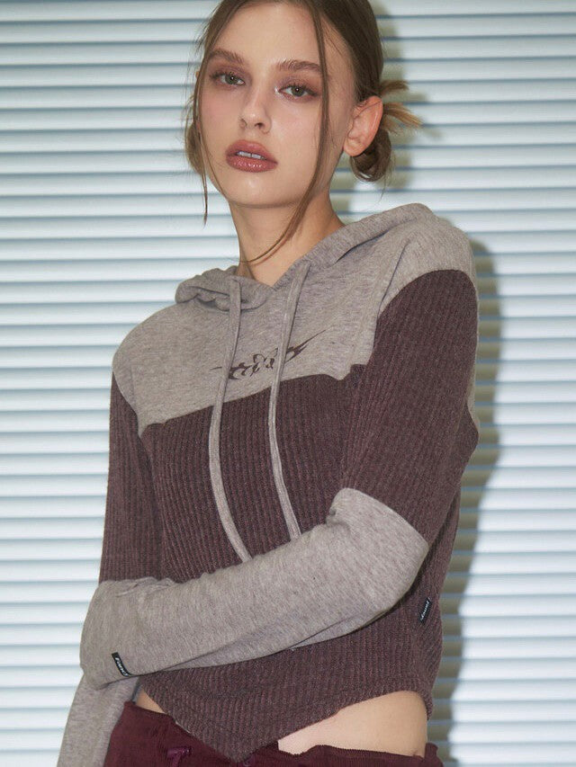 【FANCY CLUB】BOW RIBBED LAYERED HOODIE PART 1