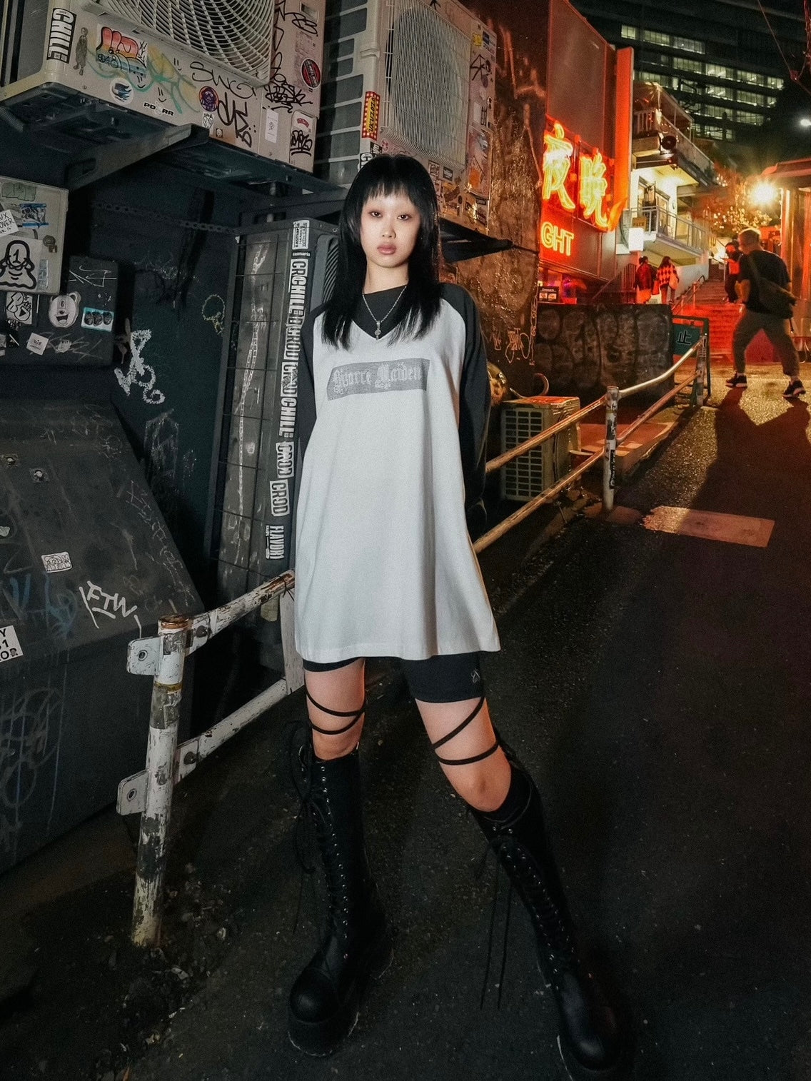 【Bizarre Maiden】rhinestone logo raglan tee (2color) / 【ビザールメイデン】ラインストーンロゴラグラン長袖Tシャツ