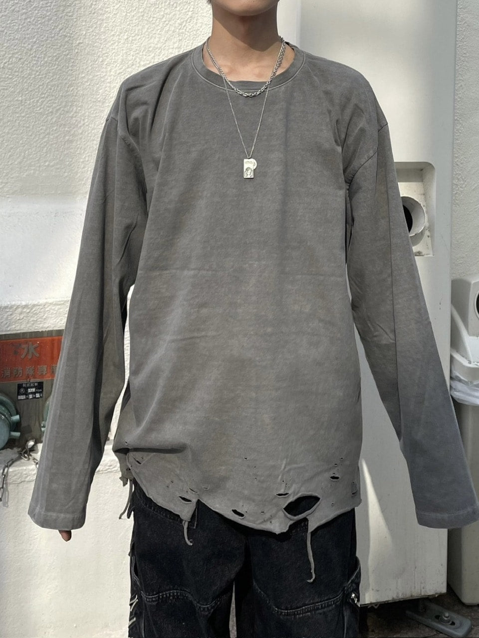 受注制【Never mind the XU】damage long sleeve 2 (2color)