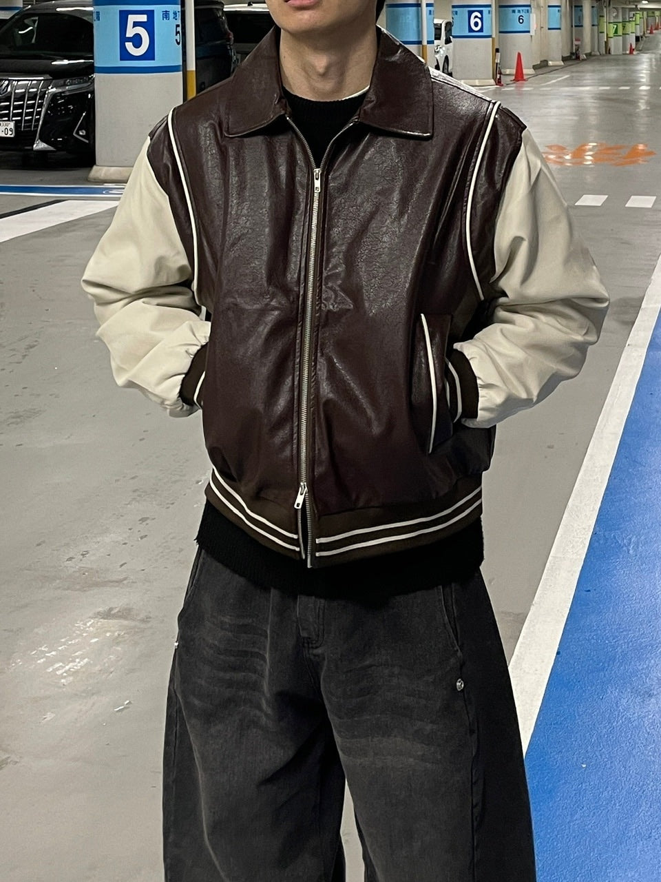 受注制【Chikashitsu +】leather piping jacket (2color)