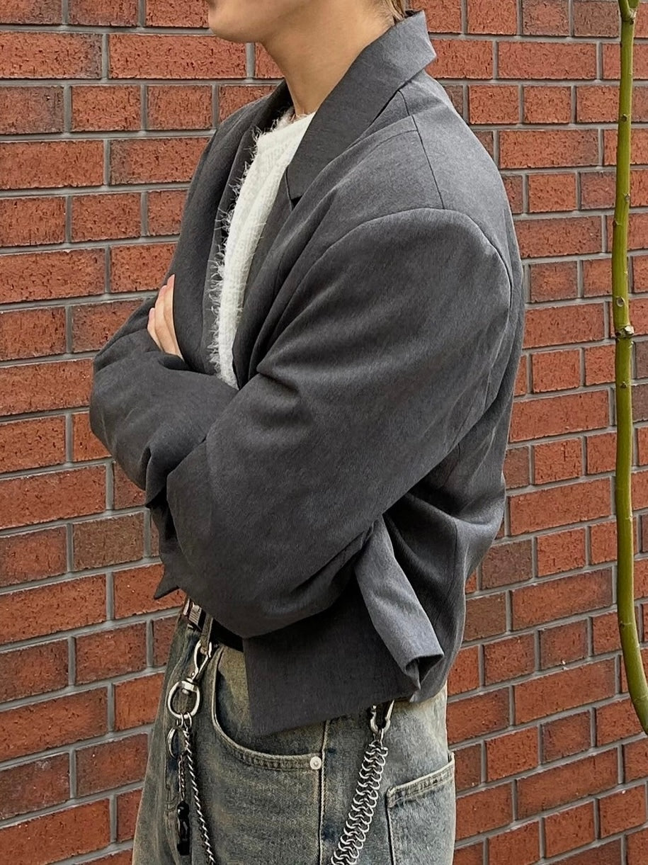 【Chikashitsu +】cropped single jacket (2color)