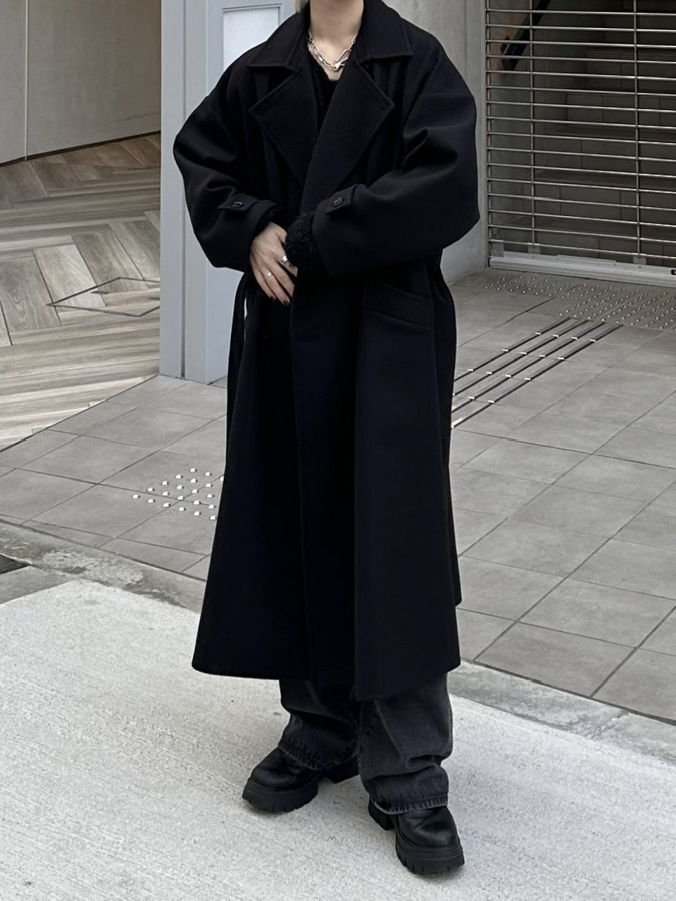 大阪店WEB限定【Chikashitsu +】oversized wool double coat (2color)