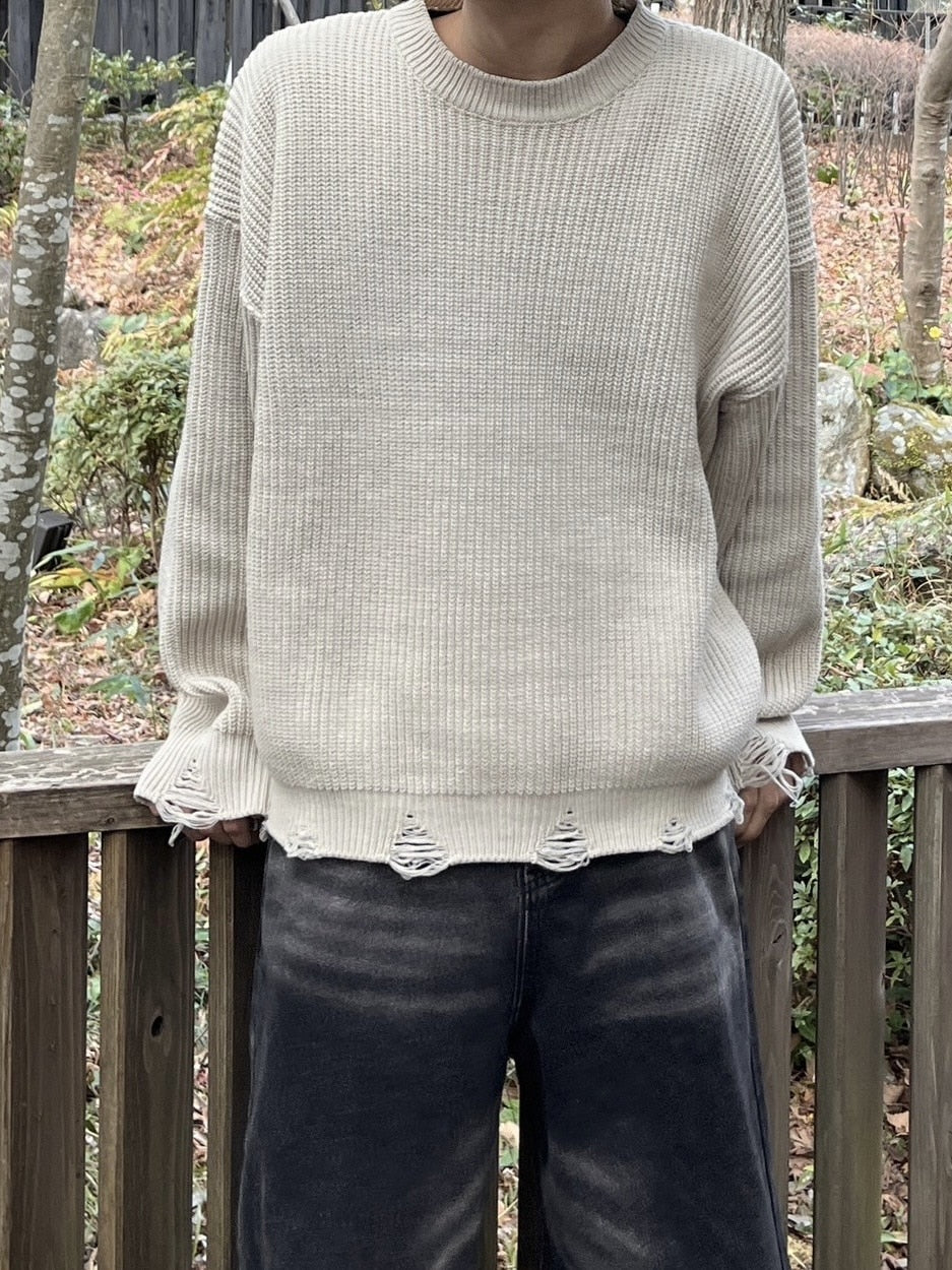 受注制【youll】damage round knit (3color)