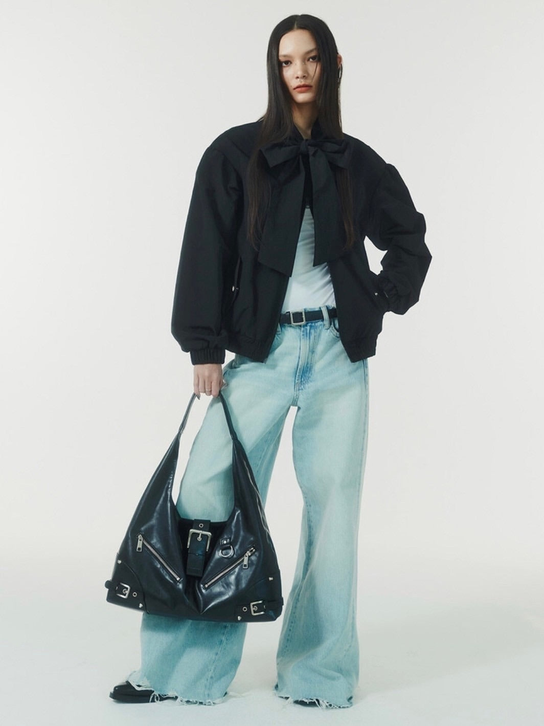 【NOT KNOWING】Ribbon Tie Blouson