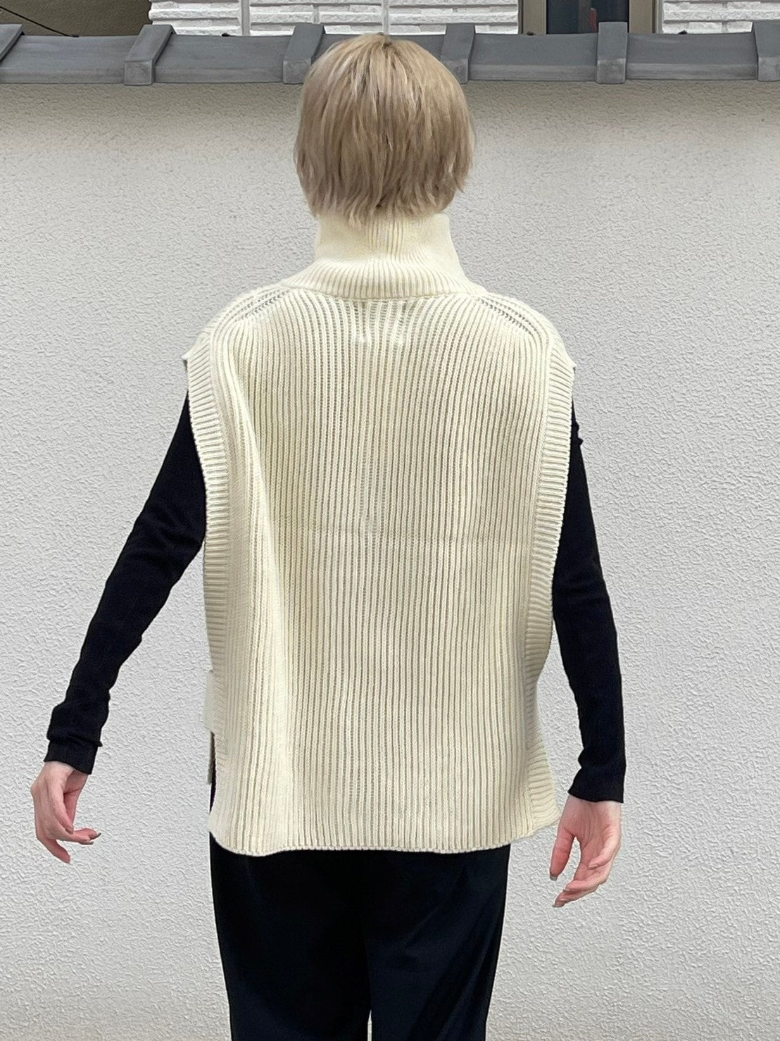 【Chikashitsu +】half zip design vest (3color)