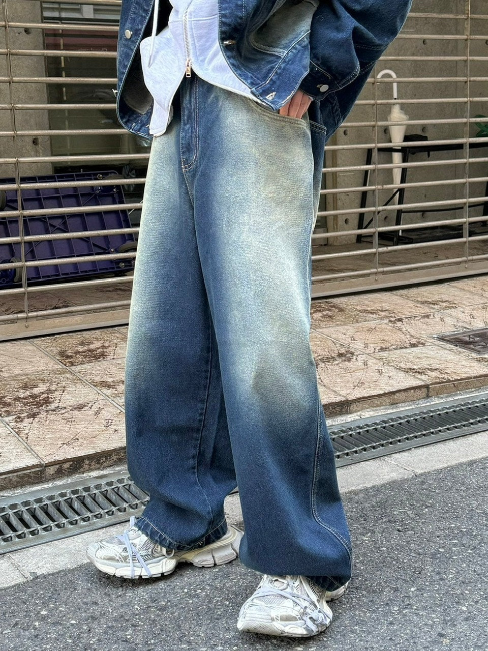 【Chikashitsu +】vintage wash denim pants (2color) / 【チカシツプラス】ヴィンテージウォッシュデニムパンツ
