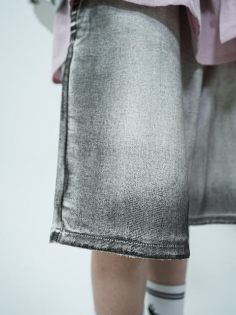 受注制【nmtc +】grunge processing denim shorts