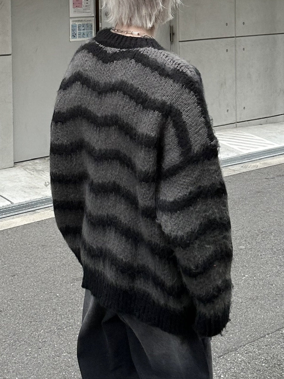 大阪店WEB限定受注制【Chikashitsu +】oversized wave border knit