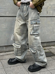 受注制【Chikashitsu +】vintage wash cargo denim pants (2color)