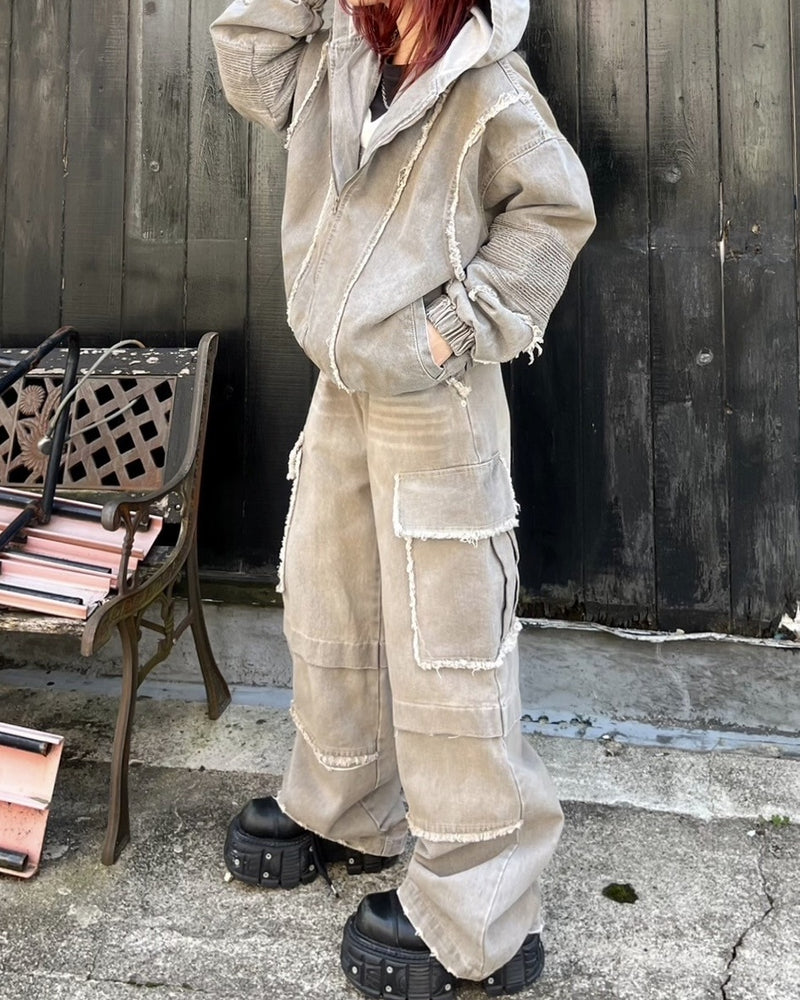 受注制【Never mind the XU】set up grunge denim jacket