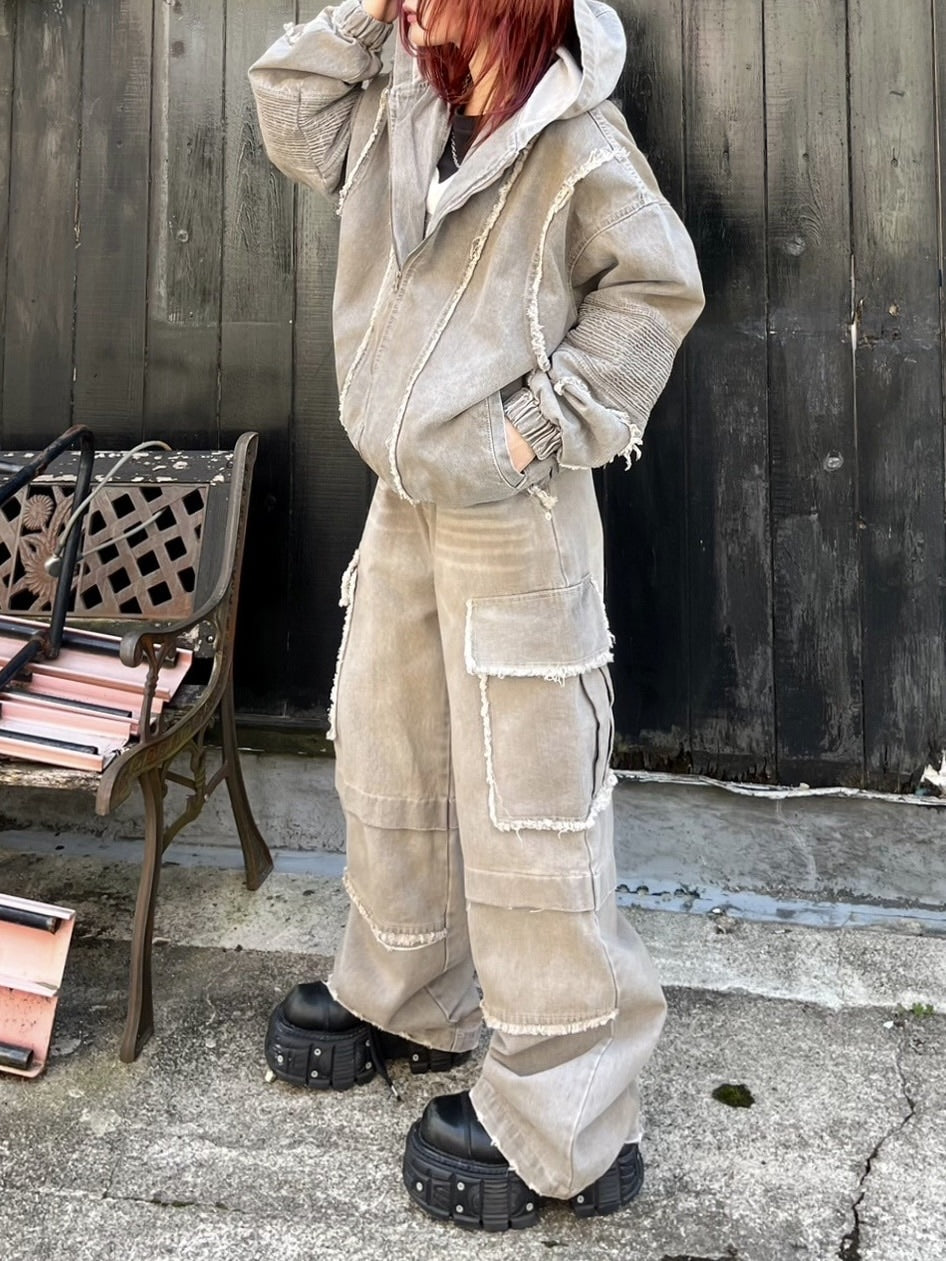 受注制【Never mind the XU】set up grunge denim jacket