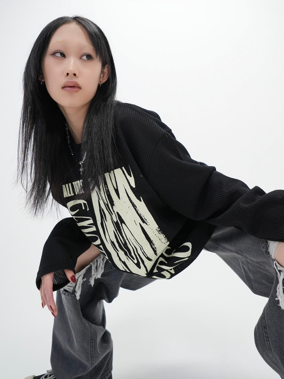 受注制【Bizarre Maiden】vintage mesh long sleeve (2color)