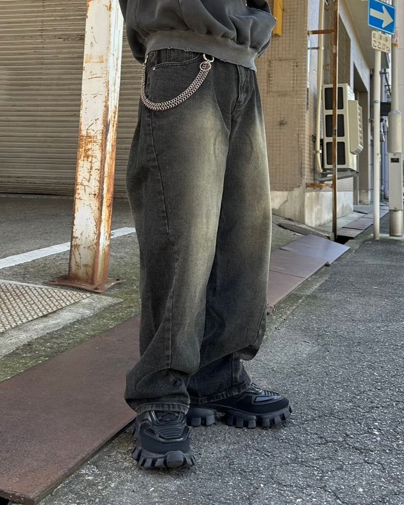 大阪店WEB限定受注制【Chikashitsu +】vintage wash curve denim pants