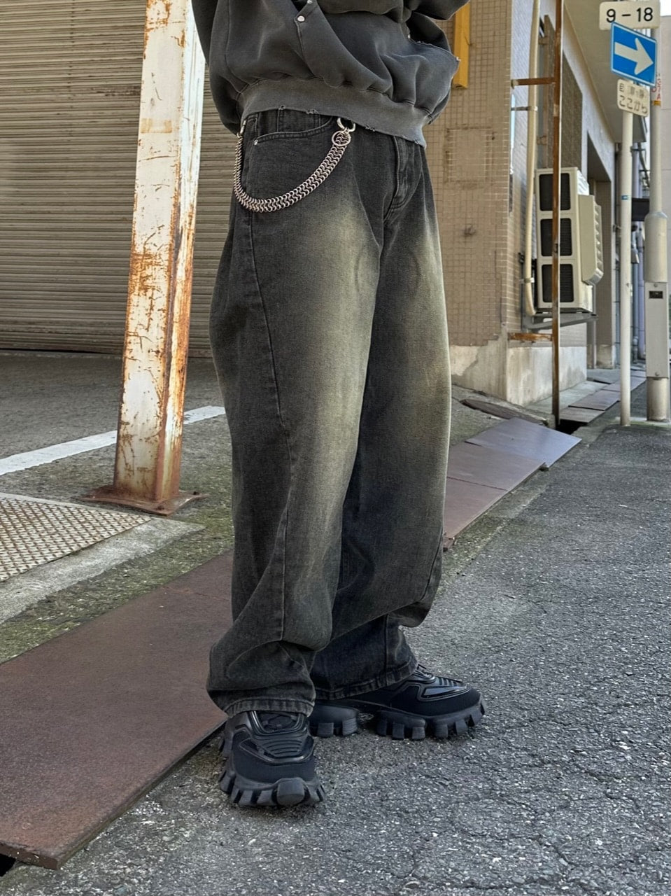 大阪店WEB限定受注制【Chikashitsu +】vintage wash curve denim pants