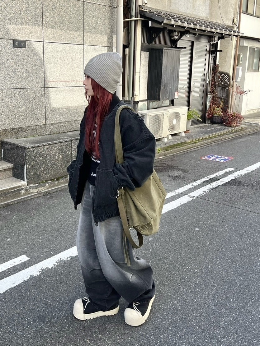 受注制【Never mind the XU】gradation denim easy pants (2color)
