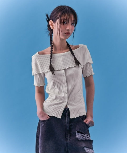 【FANCY CLUB】HEIDI KNITTED OFF-SHOULDER