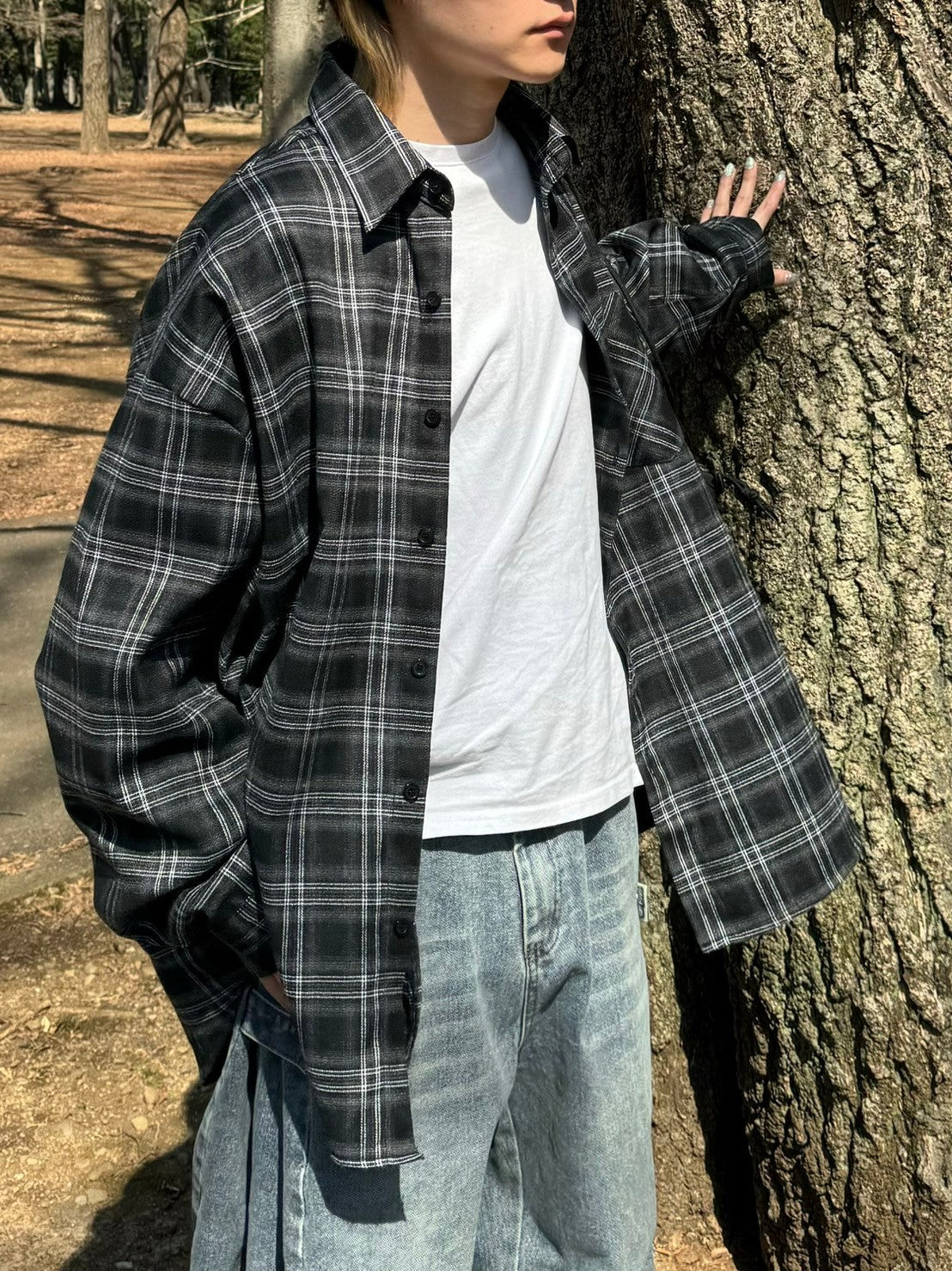 受注制【Chikashitsu +】oversized check shirt