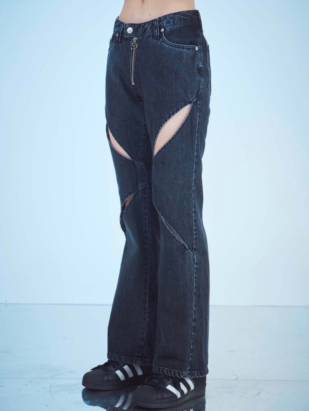 【DILETTANTISME】CUTOUT ZIPPER DENIM