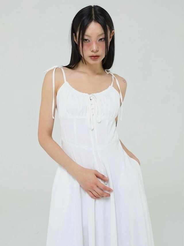 【Uglyshadow】LACE RIBBON SLEEVELESS DRESS