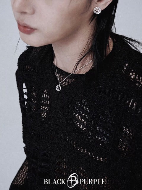 【BLACK PURPLE】silver925 Signity Symbol Necklace