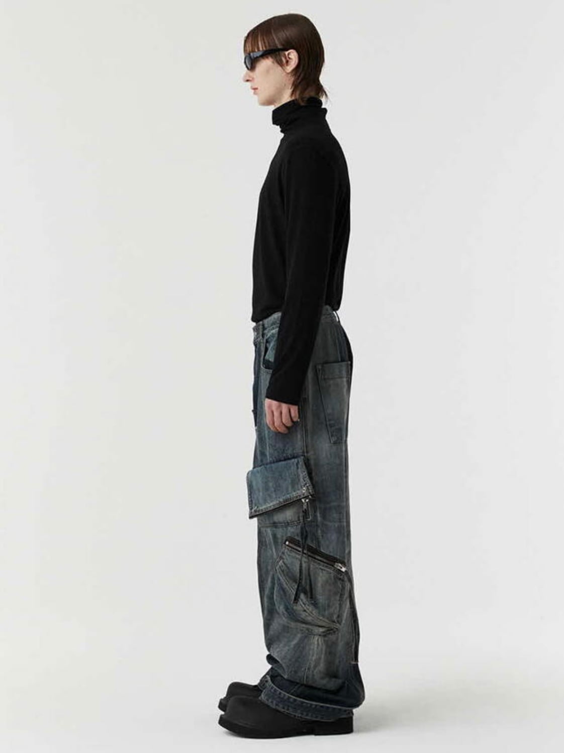 【DNSR】twoface multi cargo denim pants
