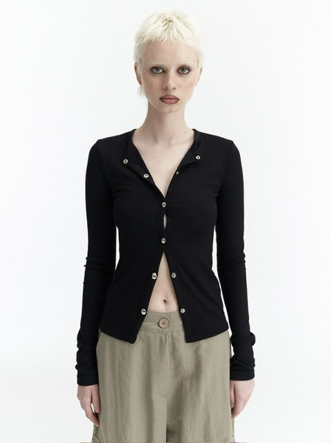 【ROCK CAKE】Nickel Snap Slim Cardigan