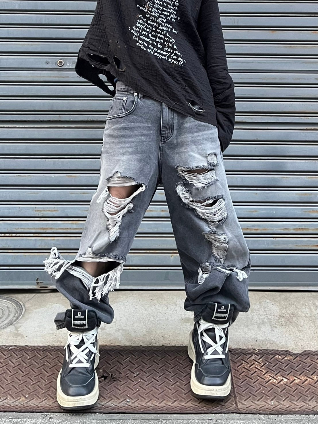 受注制【Bizarre Maiden】grunge crush denim pants (2color)