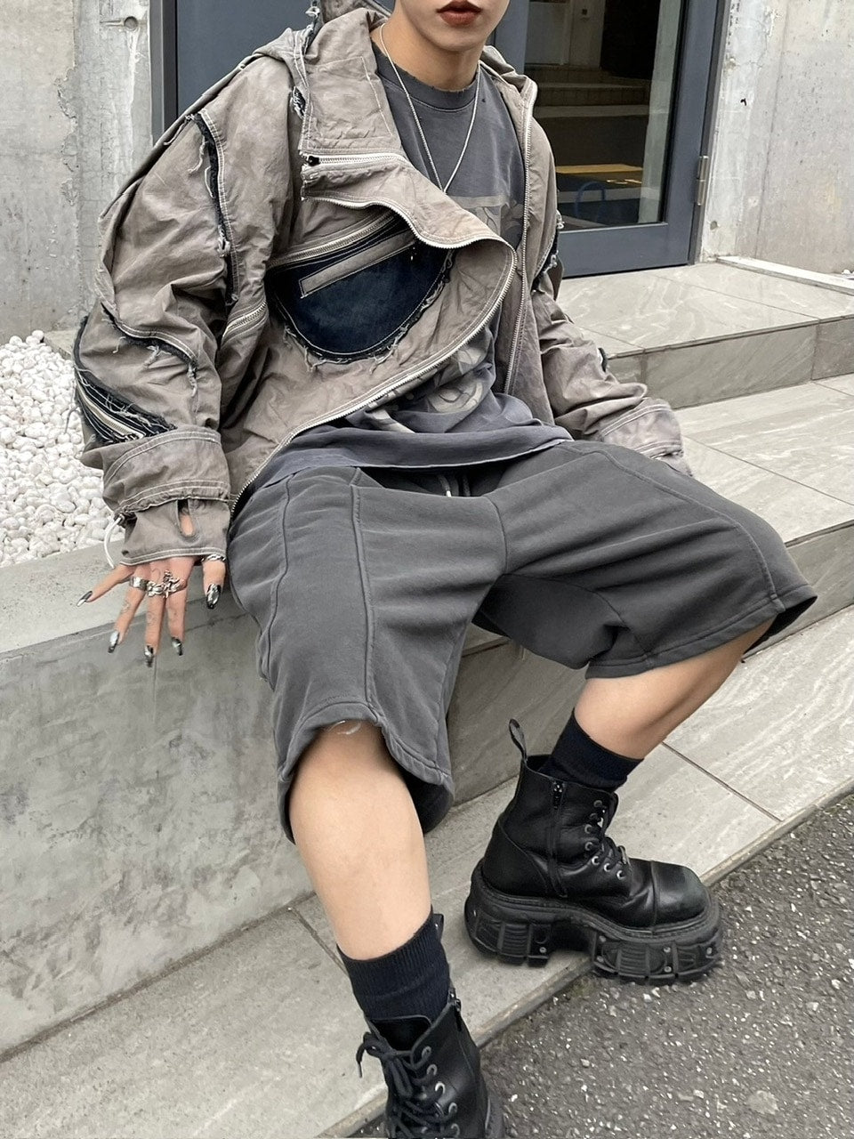 受注制【Never mind the XU】pigment line shorts (2color)