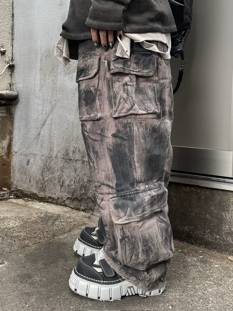 受注制【Never mind the XU】pocket cargo denim pants 4 / 【ネバーマインドザエックスユー】ポケットカーゴワイドデニムパンツ