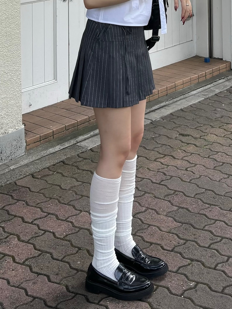 受注制【OaKS】stripe pleats skirt (2color)